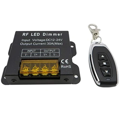 Immagine di Dimmerer/interruttore radio a LED, 12 V, CC tensione continua con telecomando, per tutte le lampade LED dimmerabili spina e presa (dimmer nero 30 A)