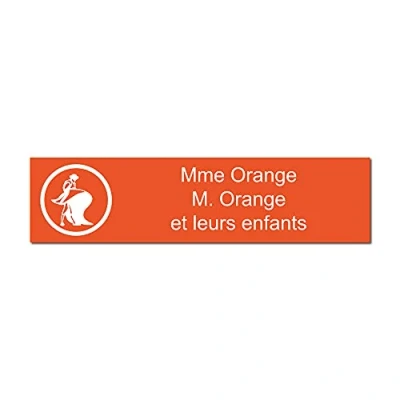 Immagine di Mygoodprice Placca con incisione per nome e numero scatola delle lettere Torero autoadesiva, 10 x 2,5 cm, personalizzabile da 1 a 3 righe, colore: Arancione