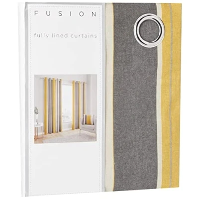 Immagine di Fusion tende con occhielli, 100% cotone, ocra, 116,8 cm larghezza x 137,2 goccia (117 137 cm)