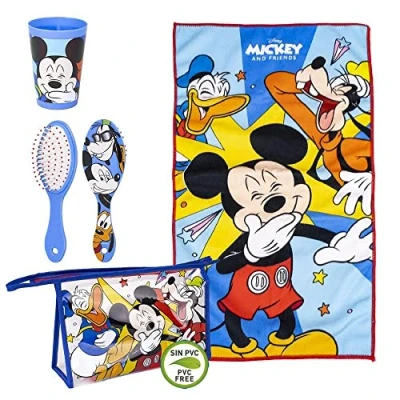 Immagine di Beauty Case di Mickey Mouse Chiusura a Cerniera 23 x 15 8 cm Include Accessori Modello Impermeabile Ideale da Viaggio Prodotto Originale Elaborato in Spagna