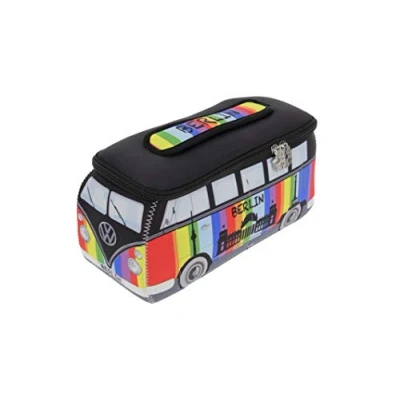 Immagine di BRISA VW Collection Volkswagen Beauty case da viaggio in Neoprene, trousse trucchi, toilette bagno, porta oggetti/organizzatore con manico, Campervan Bus T1 design (Berlino/Multicolore/Grande)