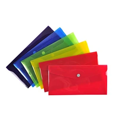 Immagine di Exacompta Rif. 34420E Cartone da 30 tasche con chiusura a bottone pressione patta in PP liscio, dimensioni: 23 x 12 cm, formato classificare 10 21 cm (DL) 6 colori assortiti