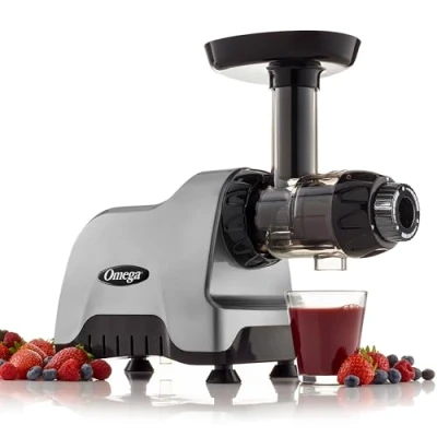 Immagine di Omega Compact Slow Speed Multi Purpose Nutrition System Juicer Orizzontale, Plastica, Argento
