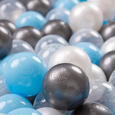 Immagine di KiddyMoon 700 Palline/7Cm Palline Morbide Colorate Per Piscina Bambini Fatto In EU, Trasparente/Argento/Perla/Azzurro