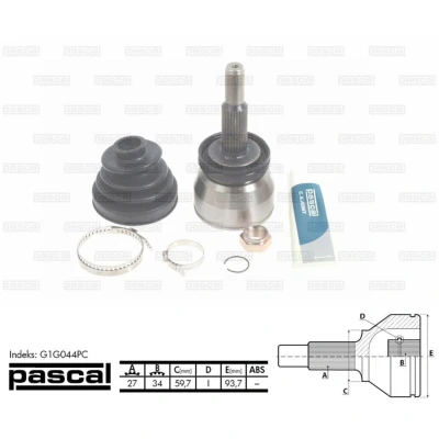 Immagine di PASCAL G1G044PC Kit Giunto Omocinetico lato ruota