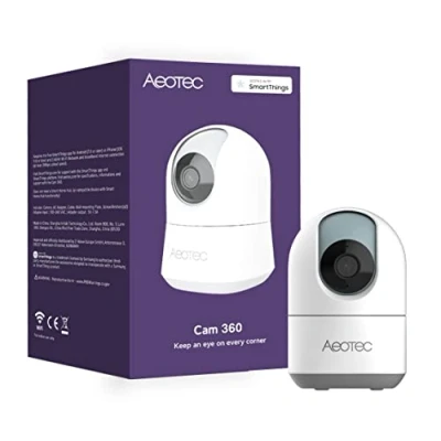 Immagine di SmartThings Aeotec WiFi Telecamera di sicurezza IP 1080p Full HD Risoluzione Visione Notturna 360 Rilevamento Persona Movimento Vista Panoramica Audio 2 Vie