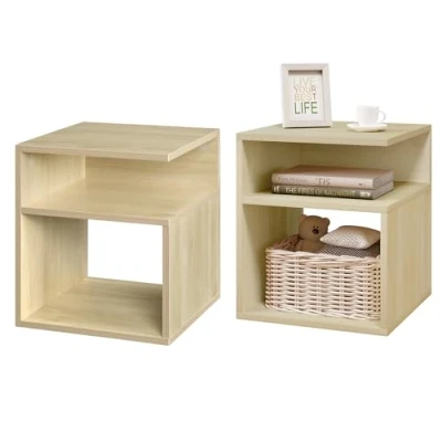 Immagine di EUGAD Set di 2 Comodino a 3 Ripiani, Tavolino da Notte Bianco Moderno per Camera Letto, Mobile Salvaspazio, Divano, Salotto Giorno, in Legno, 35x35x41,5 cm, 0007CTG