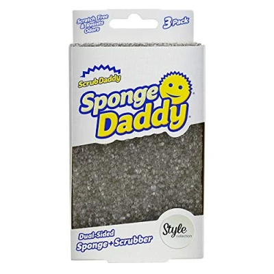 Immagine di Scrub Daddy Sponge Style, spugne da cucina a doppia superficie per lavare i piatti, alternativa alle antigraffio la pulizia delle stoviglie, confezione tripla colori assortiti