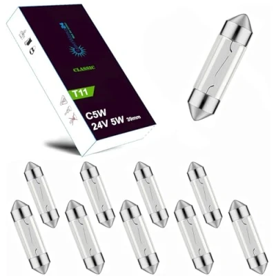 Immagine di LIGHTWORLD24 Welt der Lichter 10 lampadine per illuminazione targa, 24 V, 5 W, C5 SV8,5, 39 mm, camion, autobus, interni