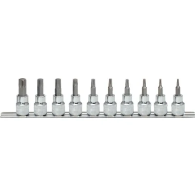 Immagine di KS Tools 918.3939 CHROMEplus Serie di Bussole per Viti TX, 10 Pezzi, T10 T55, 3/8&quot;