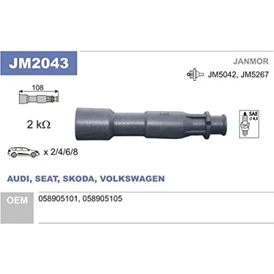 Immagine di JANMOR JM2043 Cappuccio, Bobina d&#039;accensione VOLKSWAGEN: Passat B5 Sedan, AUDI: A3 Hatchback