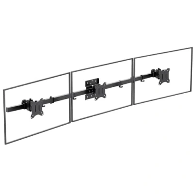 Immagine di WALI supporto da parete triplo per monitor 17 a 32 pollici, braccio del computer 3 schermi, girevole e inclinabile con fori di montaggio 75 x 75/100 100 mm,