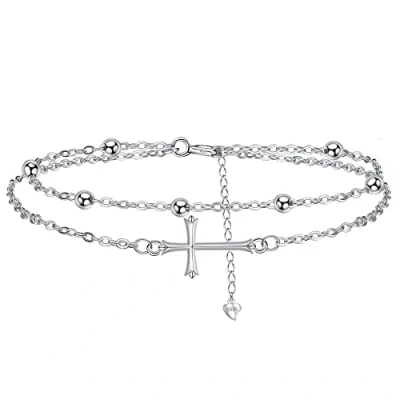 Immagine di J.MUEN Bracciale Croce Donna Argento 925 strati stile boho con Scatola Regalo Collezione di gioielli originali