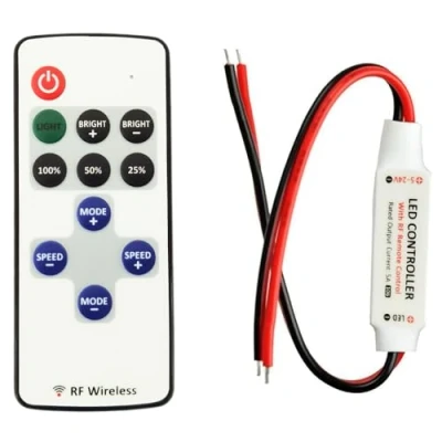 Immagine di LITAELEK Monocromatico Controllore Striscia LED con RF Wireless Mini DC 5 24V 5A Remoto Nastro Dimmer per 2 pin COB e SMD 5050 3528 2835 5630 Luci di Singolo Colore