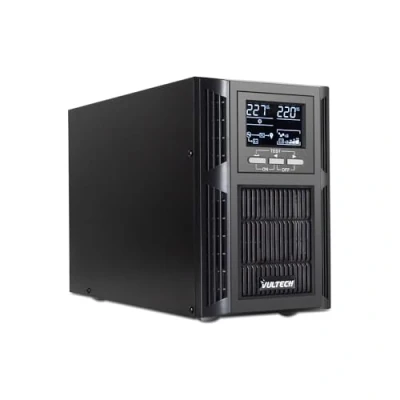 Immagine di VulTech GS 1KVAS Rev. 2.4 Gruppo di continuità UPS online Serie SERVER 1000VA 1000Watt, Display LCD, Onda sinusoidale Pura, 2x Bipasso/Schuko + 1 IEC13 USB, Funzione Overload, AVR, Cortocircuito