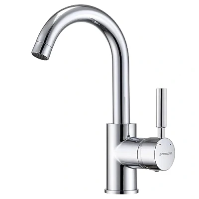 Immagine di BONADE rubinetto per lavabo, da bagno, girevole a 360, in ottone cromato, acqua fredda e calda, miscelatore monocomando bagno cucina