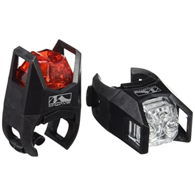 Immagine di M WAVE Mini Flashing Light, Hunter, Black Housing with Silicone Holders, 3 Functions, 1 Set = X 2 White LED + Red LED, W/Batteries, W/O K Approval, in Blister Packing