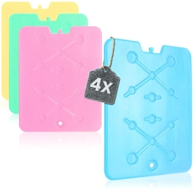 Immagine di com four® 4X Borsa refrigerante Extra Piatta salvaspazio e Ideale per frigobox frigo Grande Elemento (04 Pezzi Grandi)
