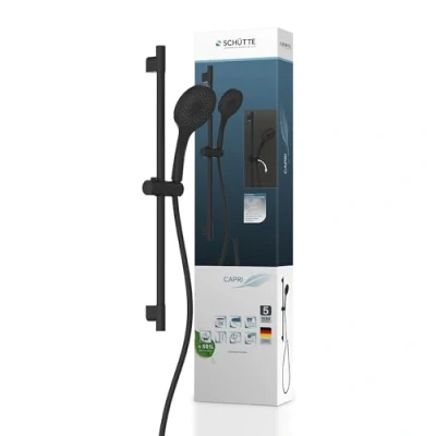 Immagine di Schütte 64996 Capri Asta doccia e doccetta Soffione con regolabile in 3 posizioni Set colonna tubo supporto Pannello a pioggia