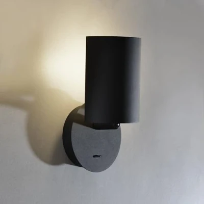 Immagine di Ouglres Lampada da Parete con Interruttore Nero,Applique Interno Moderno Alluminio Resistente Paralume Ruotabile Di 90,Lampada Industriale E14 per Camera Letto,Soggiorno, Corridoio,Hotel
