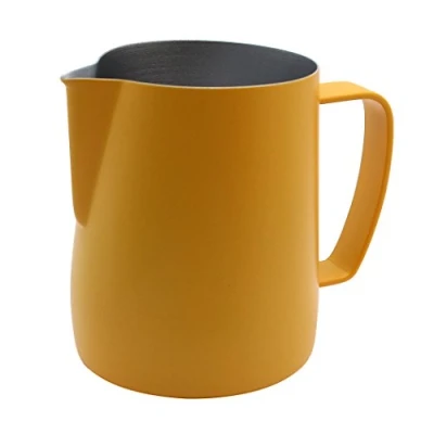 Immagine di Dianoo Pitcher Jug Etuve Acciaio Inox Adatto per caffè, latte e schiumare il 350 ml, Bianco giallo