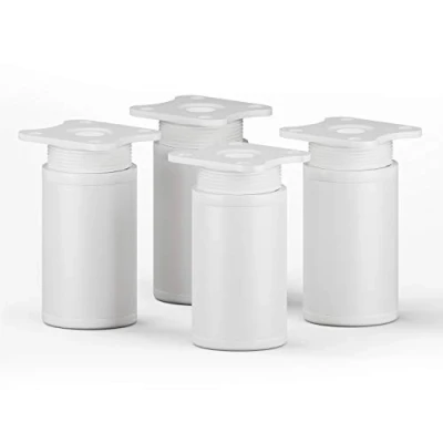 Immagine di sossai® Gambe per mobili MFR1 set di 4 regolabili in altezza Altezza: 60 mm (+20mm) Design: Bianca Forma rotonda: 40 x Viti inclusi