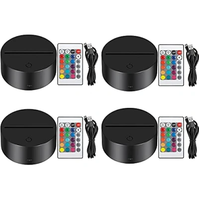 Immagine di Thlevel 4 Pezzi 3D Night LED Lampada Base 7 Colori Regolabile a con Telecomando e Cavo USB, Light Decorazione Domestica Luce