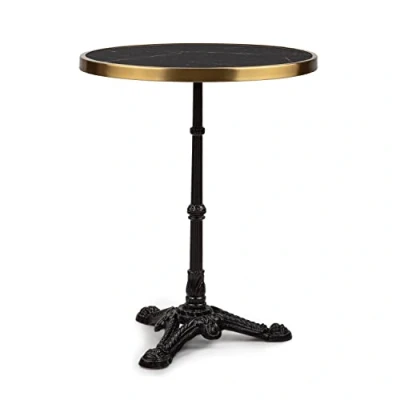 Immagine di blumfeldt Patras Lux Tavolo da Giardino in Stile Art Nouveau, Piano Marmo 57,5 cm Ø, Altezza 72 cm, per Interni ed Esterni, Resistente alle Intemperie, Base Ghisa Quadrata, Bianco