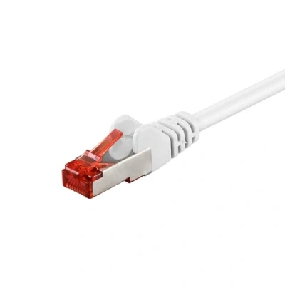 Immagine di goobay 92707 cavo patch CAT 6a, Ethernet, doppia schermatura, S FTP fino a 10000 Mbits, 500 Mhz, in rame senza alogeni, spina RJ 45, contatti placcati oro, 0,25 m, bianco