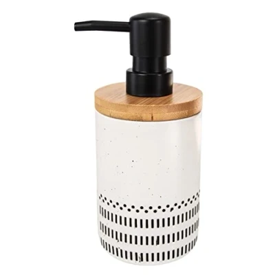 Immagine di Kleine Wolke Dispenser sapone Alva Accessori Colore Nero Bianco Materiale: gres bambù