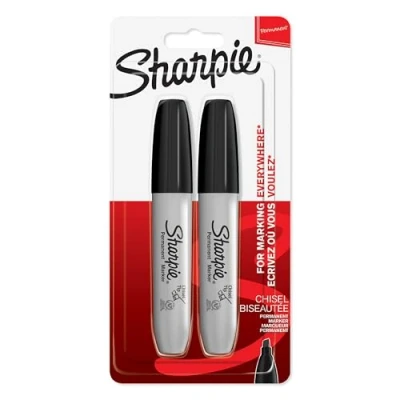 Immagine di SHARPIE Pennarelli indelebili, punta a scalpello, nero, confezione da 2