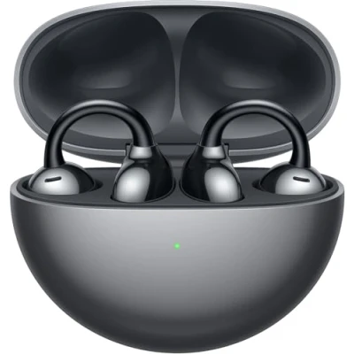 Immagine di HUAWEI FreeClip, Design innovativo con clip per un comfort senza pari, Ascolta open ear, Cancellazione del rumore AI chiamate, Batteria lunga durata, Android &amp; iOS, Italia, Nero