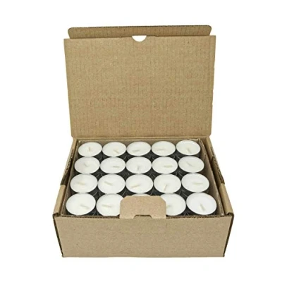 Immagine di Lumini da tè naturali Senza profumo realizzati con candele di cera colza 4 o 8 ore combustione paraffina in tazza alluminio riciclabile plastica