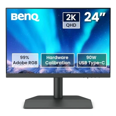 Immagine di BenQ SW242Q Monitor per fotografia da 24 pollici 2K 16:10 Compatibile con MacBook/Windows, 99% di Adobe RGB, 98% P3, Calibrazione Hardware, USB C 90W, LUT 3D 16 bit, HDR10