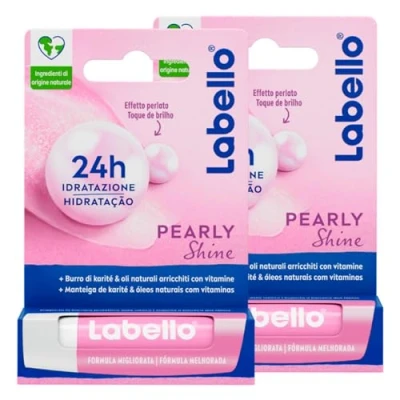 Immagine di Labello Pearly Shine Burrocacao Labbra Colorato Idratante Con Estratti di Perla e Seta Lip Balm Rosato 2 Stick