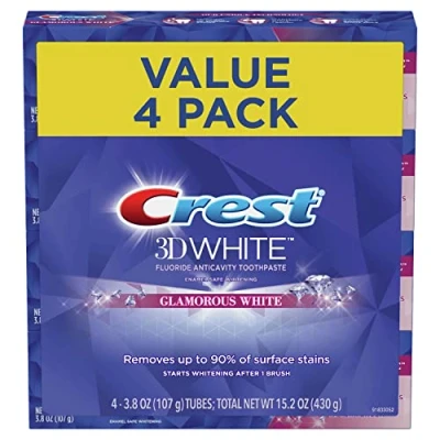 Immagine di Crest 3D White Luxe, Glamorous White, Vibrant Mint Toothpaste 4,1 Oz (confezione da 4) By, 116 g