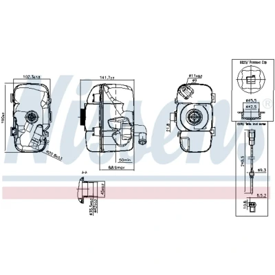Immagine di NISSENS 996177 Vaschetta Radiatore 1 con calotta/coperchio, sensore VOLVO: V70 2, XC70 I Cross Country, XC90