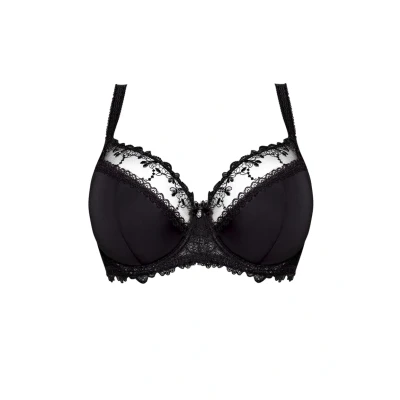 Immagine di Ava 1030 Liscio Reggiseno con Coppe Piene Semi Imbottite Ricamo Floreale, Nero,6G