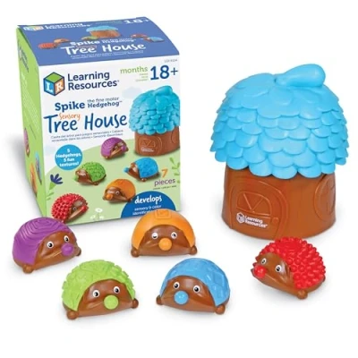 Immagine di Learning Resources LER9104 Spike Hedgehog Sensory Tree House, Fine Motor Game for Toddlers &amp; Preschoolers, Building Colour, Shape And Number Recognition Skills, Ages 18 Months+, Multi