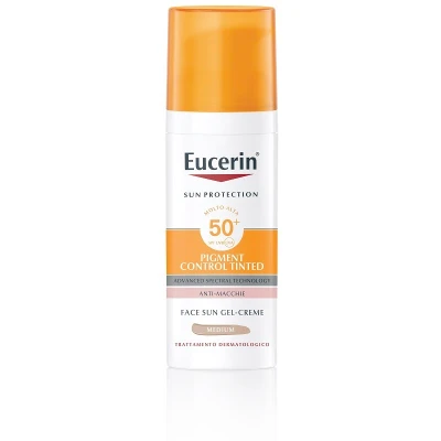 Immagine di Eucerin Sun Pigment Control Tinted SPF50+ Crema gel solare viso anti macchie Colore medio 50 ml