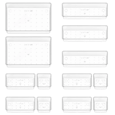 Immagine di Quirlig Organizer Cassetti 13 Pezzi, Contenitori per in Plastica Trasparente di 4 Dimensioni, Divisori Impilabili Bagno, Cucina, Trucchi