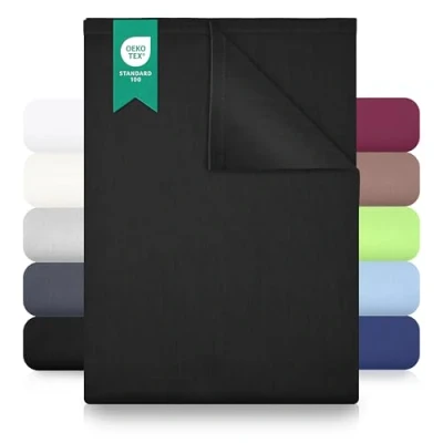 Immagine di GREEN MARK Textilien Lenzuola classiche Lenzuolo Coperta 100% cotone senza elastico in molte misure e colori Dimensioni: 180x275 cm, nero