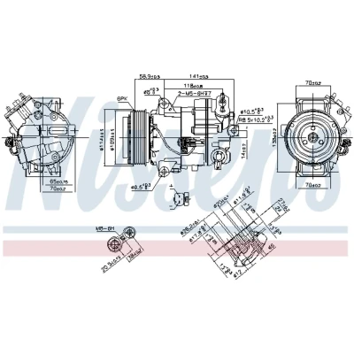 Immagine di NISSENS 890263 Compressore Aria Condizionata CVC6 12 PAG 46 R 134a OPEL: Zafira C Tourer, Astra J Sports Hatchback