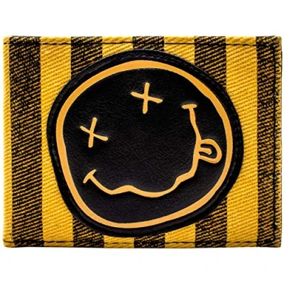 Immagine di Nirvana Nevermind Grunge Smiley Emblema di Band Rock Portafoglio/Portamonete Bi Fold Porta ID &amp; Carte, Arancione