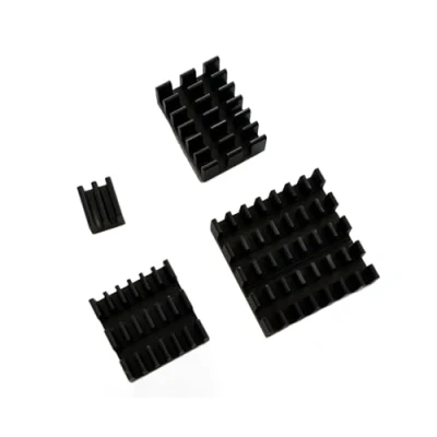 Immagine di Dissipatore di calore in alluminio, 4 pezzi, nero, per Raspberry Pi 5, autoadesivo, silenzioso raffreddamento passivo