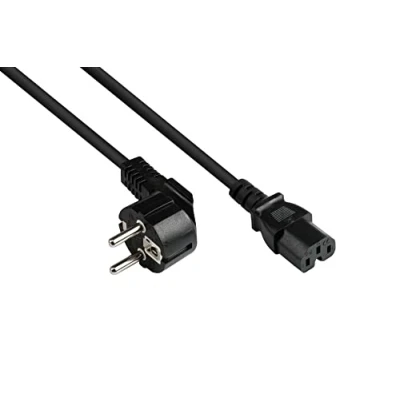 Immagine di Good Connections P0150 S018 Cavo di rete con spina Schuko tipo E+F (CEE 7/7, ad angolo) su presa C15 per apparecchi termici (dritta), 1,00 mm2, 1,8 m, colore: Nero