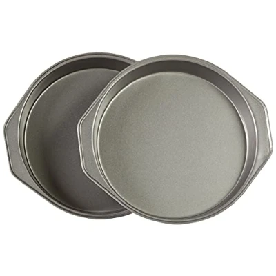 Immagine di Amazon Basics Teglia antiaderente da torta Rotondo in acciaio al carbonio, 22.8 cm, confezione 2, Grigio