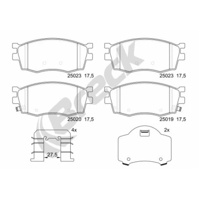 Immagine di BRECK 25019 00 702 Kit pastiglie freno con segnalatore acustico usura accessori HYUNDAI: i20 I Hatchback