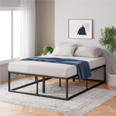 Immagine di Zinus Joseph letto 120x190 cm Strutura 46 di altezza con contenitore sotto il Struttura a piattaforma in metallo supporto doghe acciaio Nero