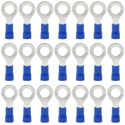 Immagine di Hocansen 100 Pezzi Terminale Connettori ad Anello M6 Ring Crimp Elettrici a Occhiello Crimpatrice Set per Fili (PR6/Blue)